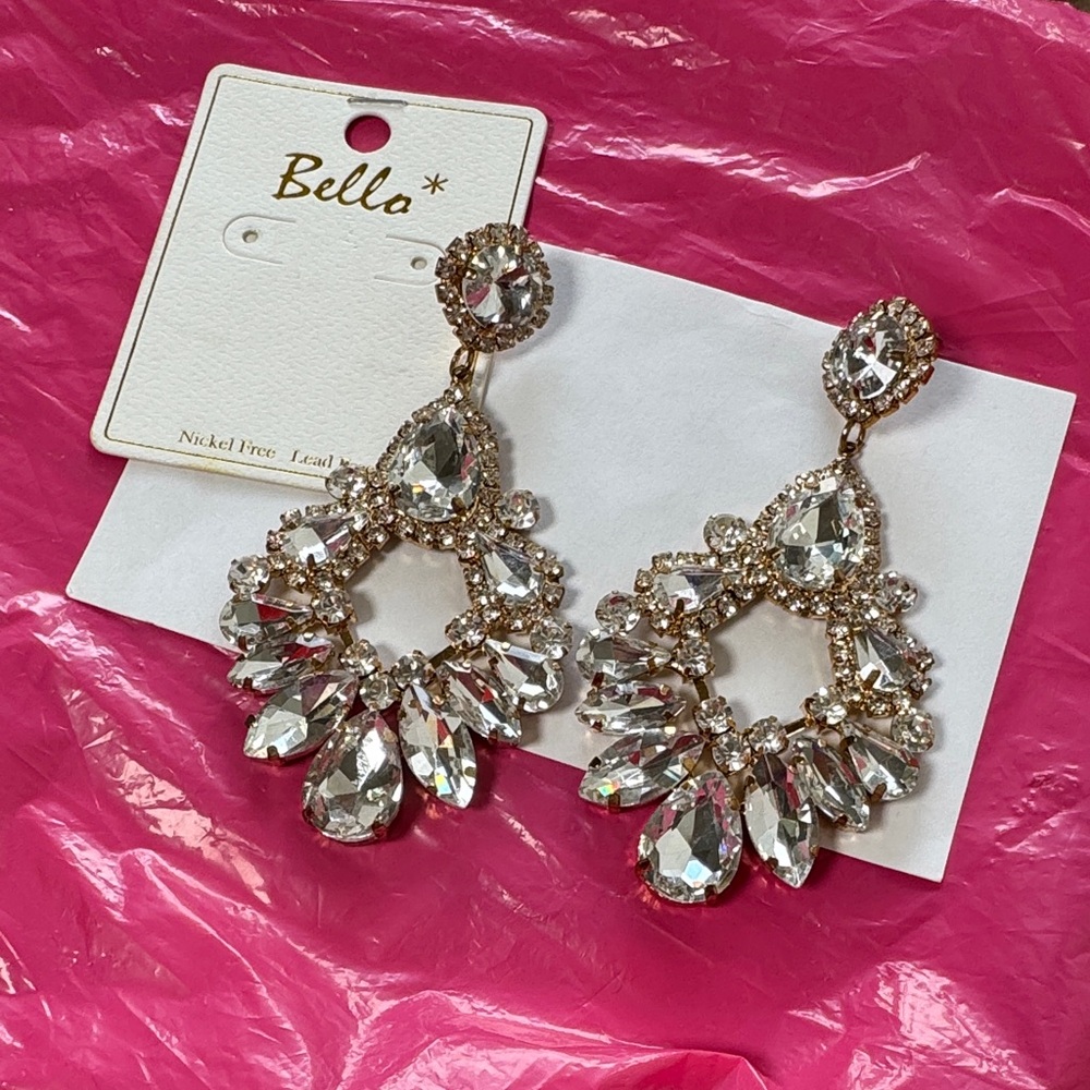 Silver Crystal Drop Earrings